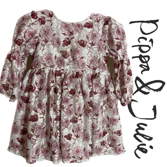 Pippa & Julie Beautiful Rose Lace Overlay Fully Lined Dress Size 12M - Picture 1 of 4